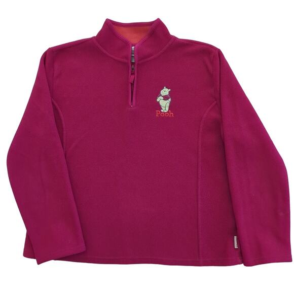 VTG Disney Store Exclusive Winnie the Pooh QTR Zip Fleece womens size M Fuschia - Picture 2 of 7